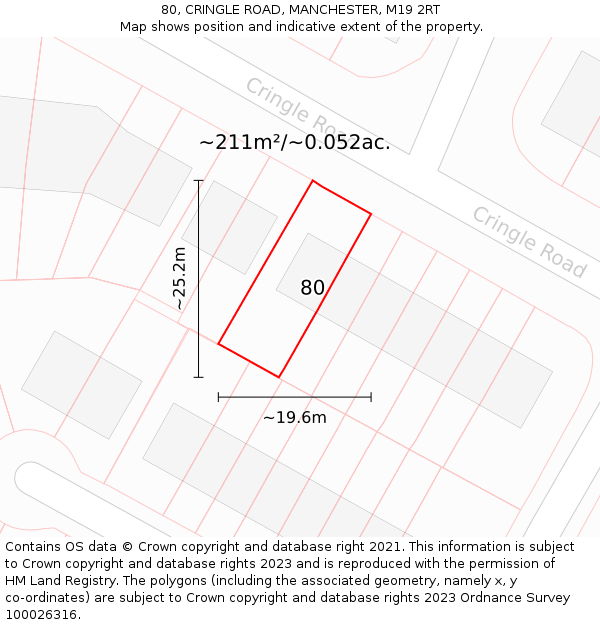 80, CRINGLE ROAD, MANCHESTER, M19 2RT: Plot and title map