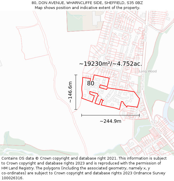 80, DON AVENUE, WHARNCLIFFE SIDE, SHEFFIELD, S35 0BZ: Plot and title map