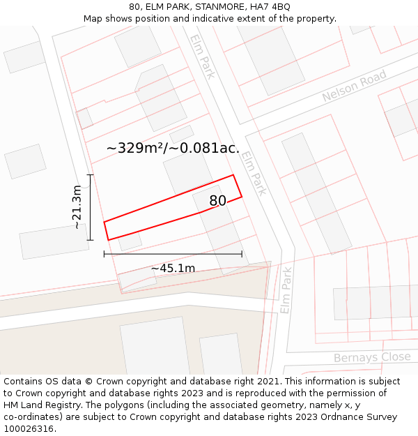 80, ELM PARK, STANMORE, HA7 4BQ: Plot and title map