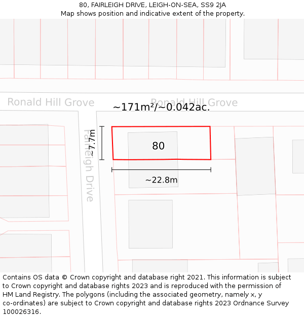 80, FAIRLEIGH DRIVE, LEIGH-ON-SEA, SS9 2JA: Plot and title map