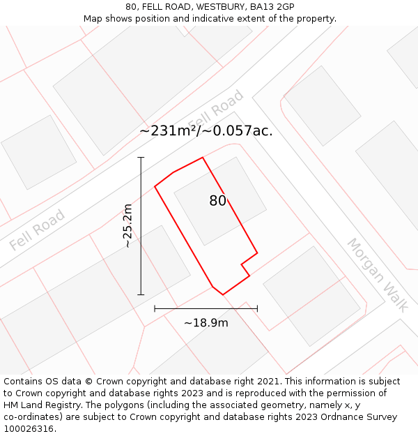 80, FELL ROAD, WESTBURY, BA13 2GP: Plot and title map