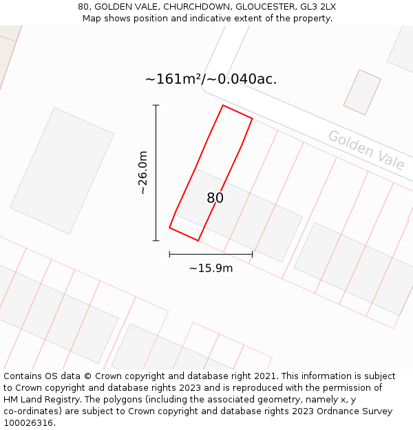 80, GOLDEN VALE, CHURCHDOWN, GLOUCESTER, GL3 2LX: Plot and title map