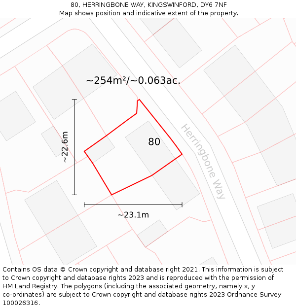 80, HERRINGBONE WAY, KINGSWINFORD, DY6 7NF: Plot and title map