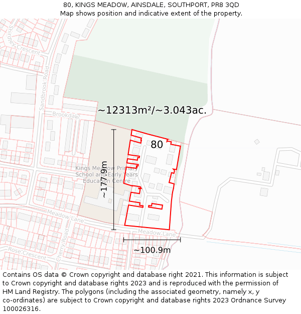 80, KINGS MEADOW, AINSDALE, SOUTHPORT, PR8 3QD: Plot and title map