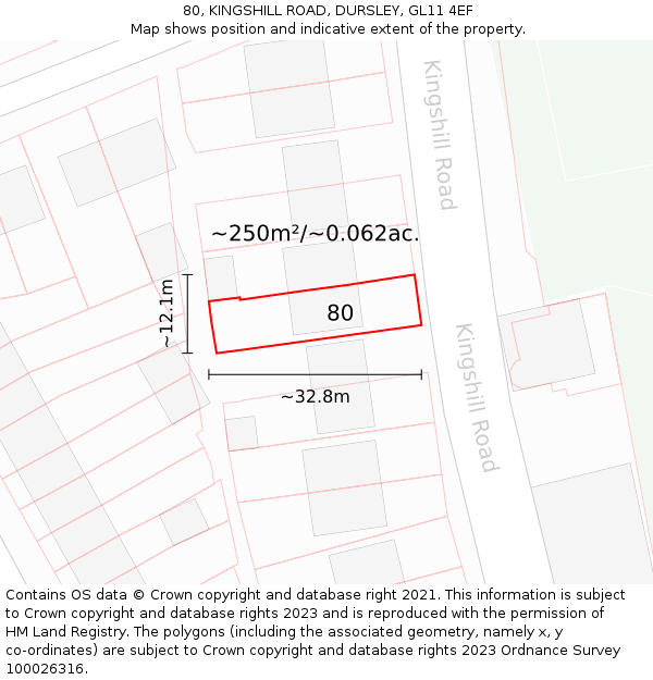 80, KINGSHILL ROAD, DURSLEY, GL11 4EF: Plot and title map