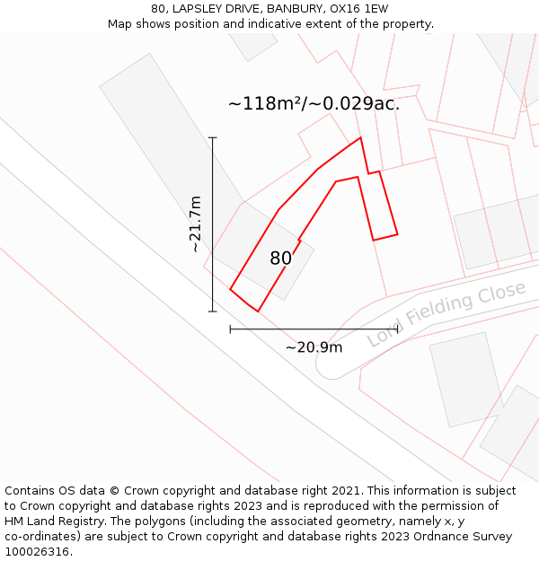 80, LAPSLEY DRIVE, BANBURY, OX16 1EW: Plot and title map