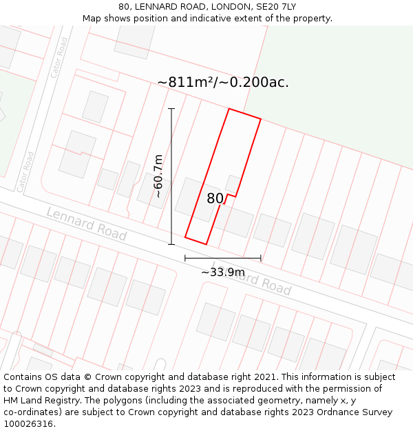 80, LENNARD ROAD, LONDON, SE20 7LY: Plot and title map