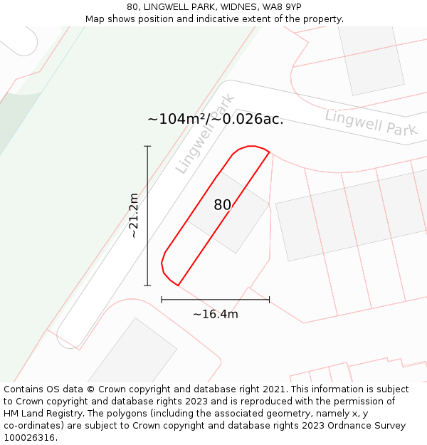 80, LINGWELL PARK, WIDNES, WA8 9YP: Plot and title map