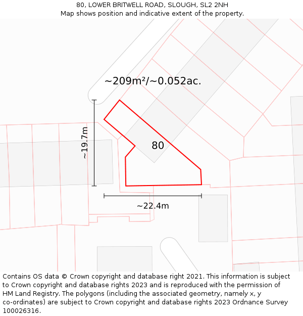 80, LOWER BRITWELL ROAD, SLOUGH, SL2 2NH: Plot and title map