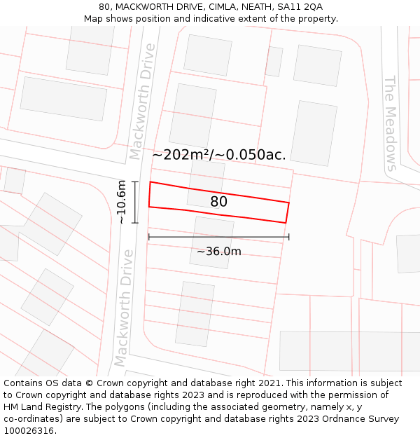 80, MACKWORTH DRIVE, CIMLA, NEATH, SA11 2QA: Plot and title map