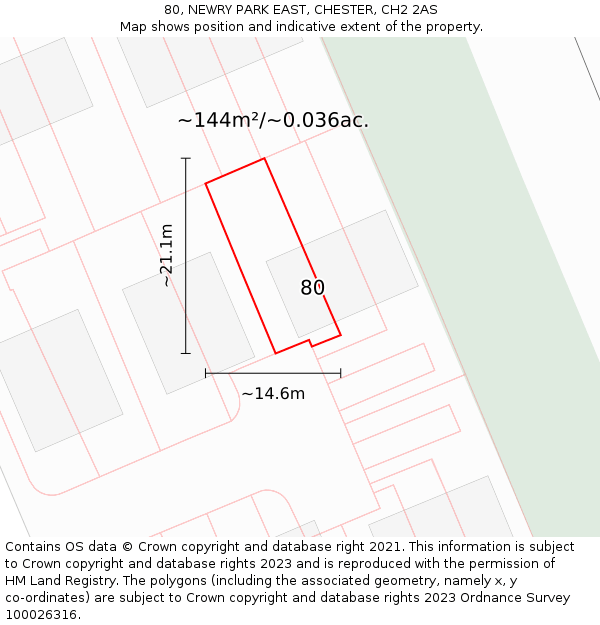 80, NEWRY PARK EAST, CHESTER, CH2 2AS: Plot and title map