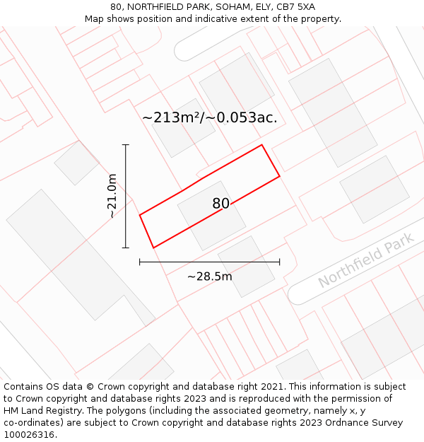 80, NORTHFIELD PARK, SOHAM, ELY, CB7 5XA: Plot and title map