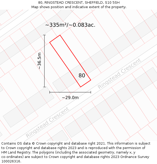 80, RINGSTEAD CRESCENT, SHEFFIELD, S10 5SH: Plot and title map