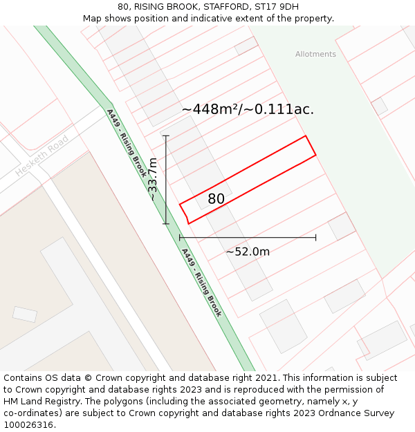 80, RISING BROOK, STAFFORD, ST17 9DH: Plot and title map