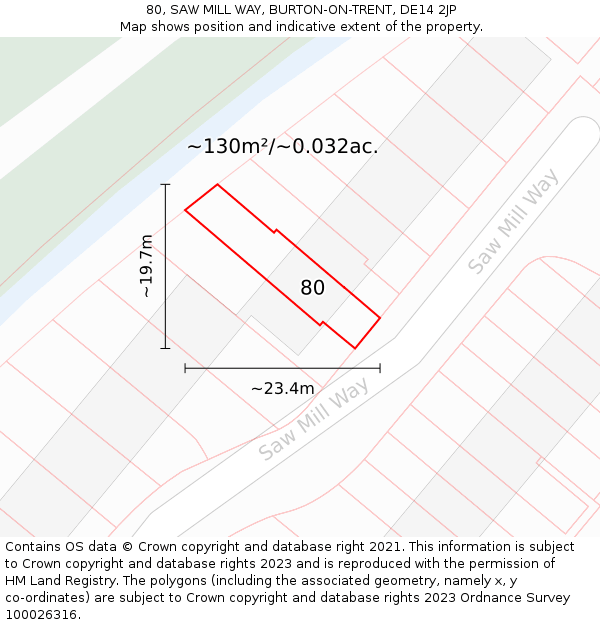 80, SAW MILL WAY, BURTON-ON-TRENT, DE14 2JP: Plot and title map