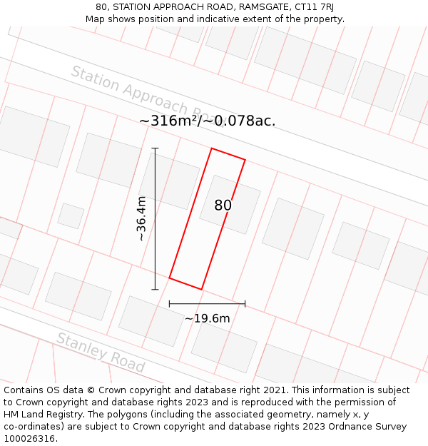 80, STATION APPROACH ROAD, RAMSGATE, CT11 7RJ: Plot and title map