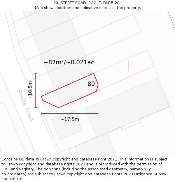 80, STERTE ROAD, POOLE, BH15 2AH: Plot and title map