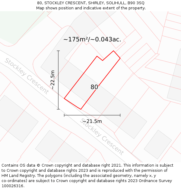 80, STOCKLEY CRESCENT, SHIRLEY, SOLIHULL, B90 3SQ: Plot and title map