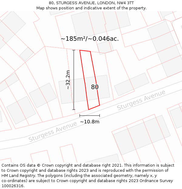 80, STURGESS AVENUE, LONDON, NW4 3TT: Plot and title map