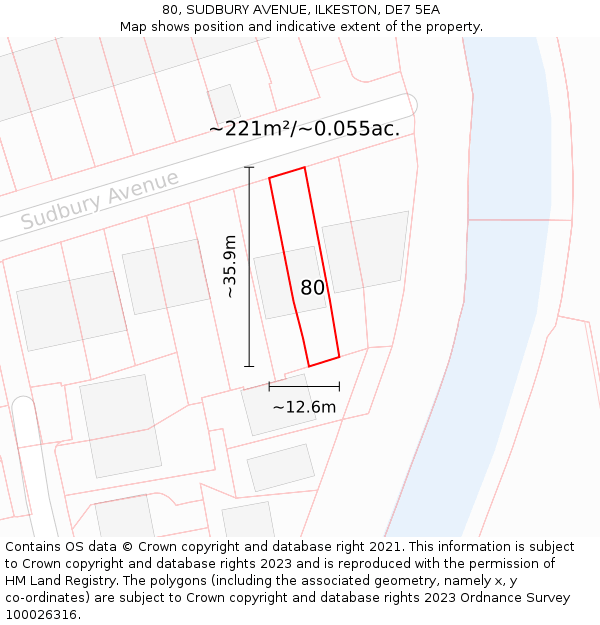 80, SUDBURY AVENUE, ILKESTON, DE7 5EA: Plot and title map