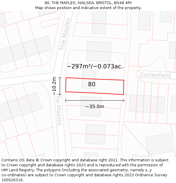 80, THE MAPLES, NAILSEA, BRISTOL, BS48 4RY: Plot and title map