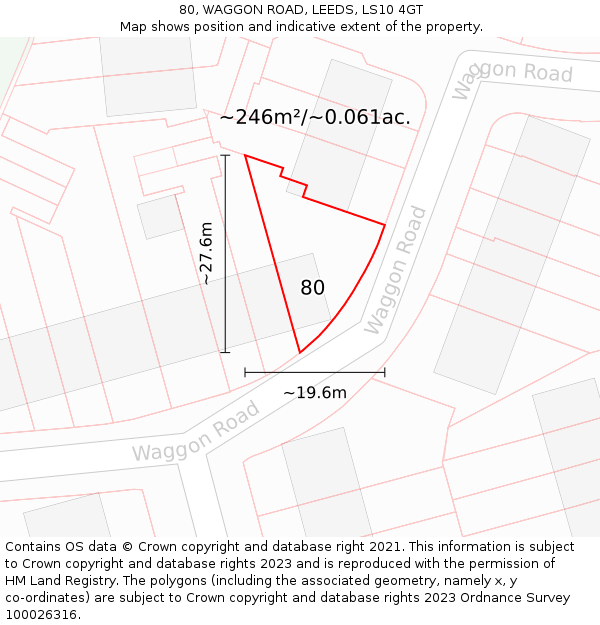 80, WAGGON ROAD, LEEDS, LS10 4GT: Plot and title map