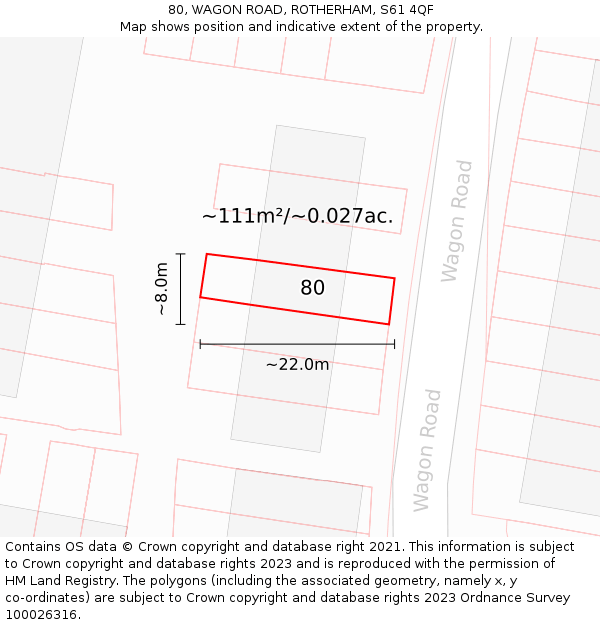 80, WAGON ROAD, ROTHERHAM, S61 4QF: Plot and title map