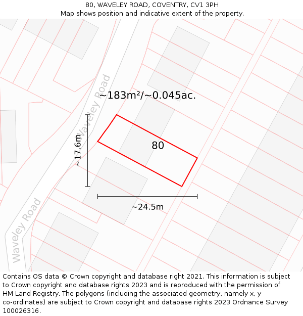 80, WAVELEY ROAD, COVENTRY, CV1 3PH: Plot and title map