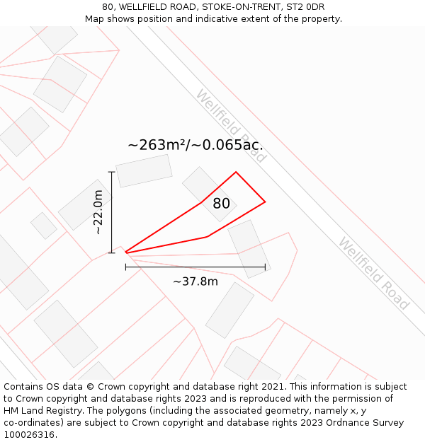 80, WELLFIELD ROAD, STOKE-ON-TRENT, ST2 0DR: Plot and title map