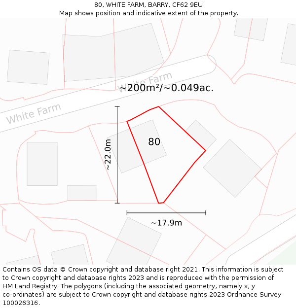 80, WHITE FARM, BARRY, CF62 9EU: Plot and title map