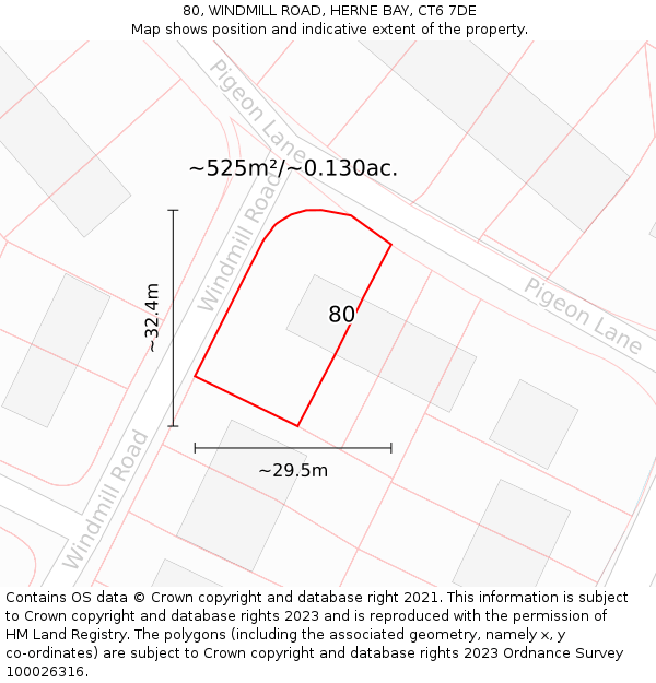 80, WINDMILL ROAD, HERNE BAY, CT6 7DE: Plot and title map