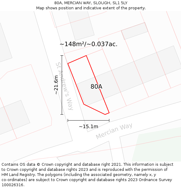 80A, MERCIAN WAY, SLOUGH, SL1 5LY: Plot and title map