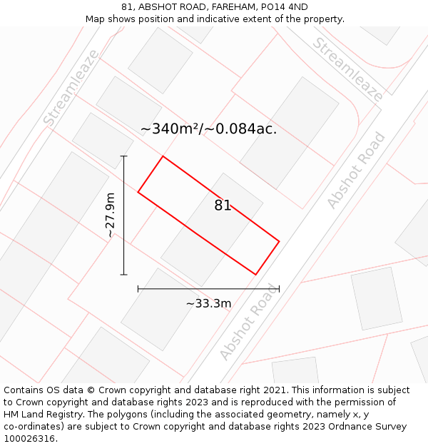 81, ABSHOT ROAD, FAREHAM, PO14 4ND: Plot and title map