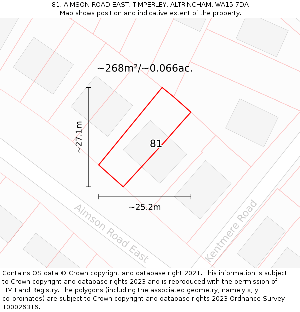 81, AIMSON ROAD EAST, TIMPERLEY, ALTRINCHAM, WA15 7DA: Plot and title map