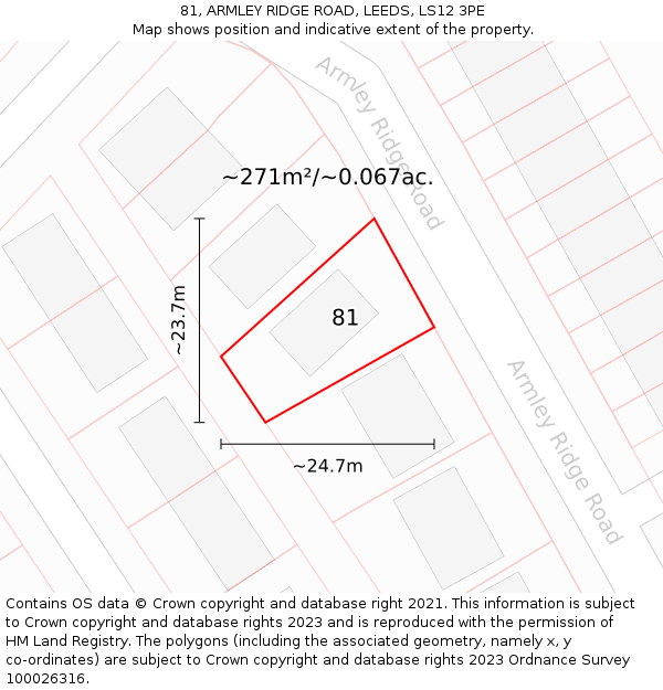 81, ARMLEY RIDGE ROAD, LEEDS, LS12 3PE: Plot and title map