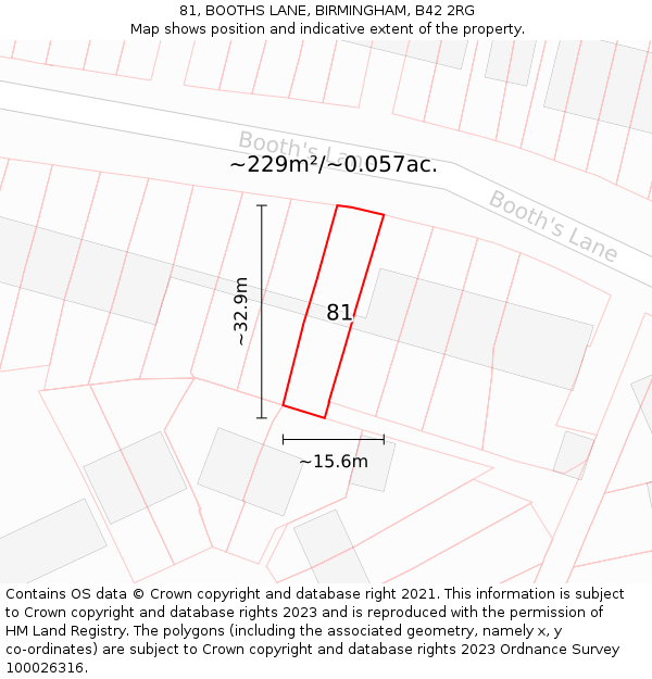 81, BOOTHS LANE, BIRMINGHAM, B42 2RG: Plot and title map