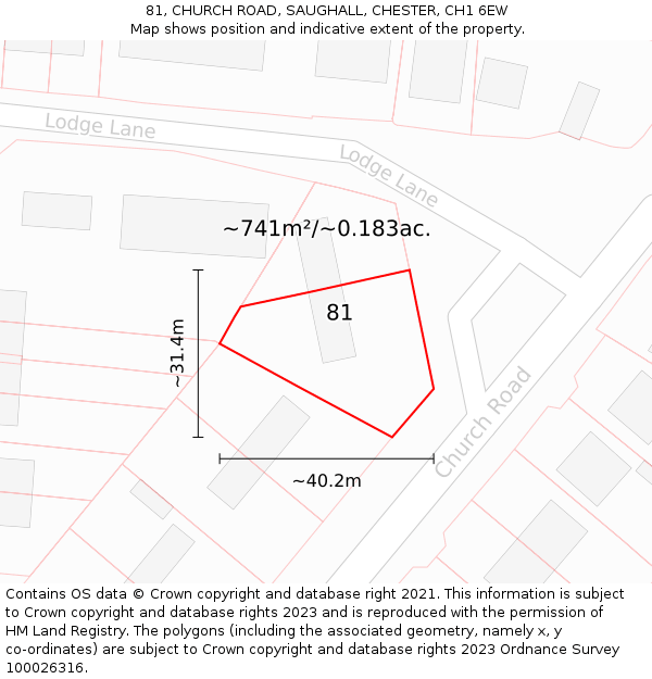 81, CHURCH ROAD, SAUGHALL, CHESTER, CH1 6EW: Plot and title map