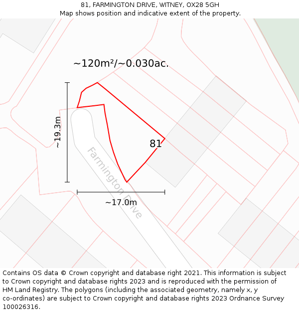 81, FARMINGTON DRIVE, WITNEY, OX28 5GH: Plot and title map