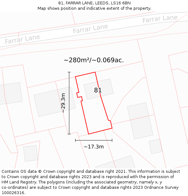 81, FARRAR LANE, LEEDS, LS16 6BN: Plot and title map