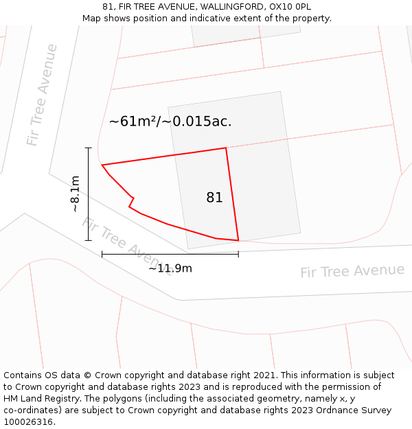 81, FIR TREE AVENUE, WALLINGFORD, OX10 0PL: Plot and title map