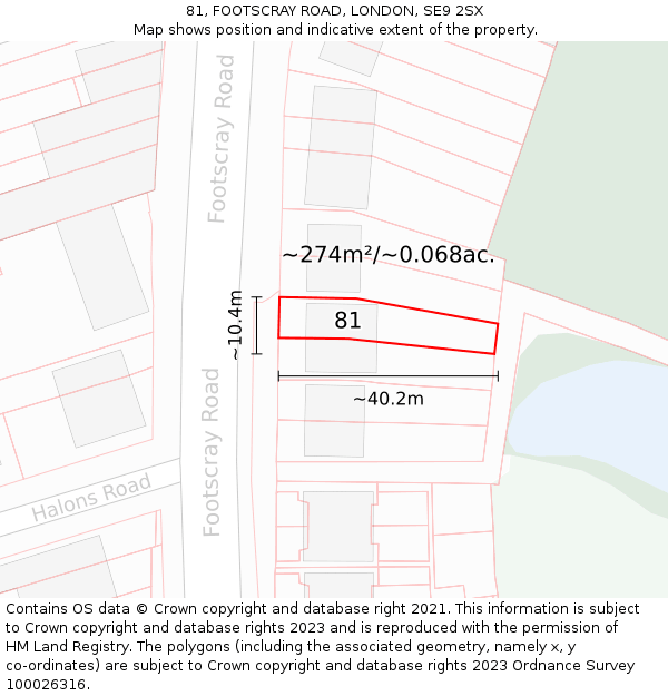 81, FOOTSCRAY ROAD, LONDON, SE9 2SX: Plot and title map