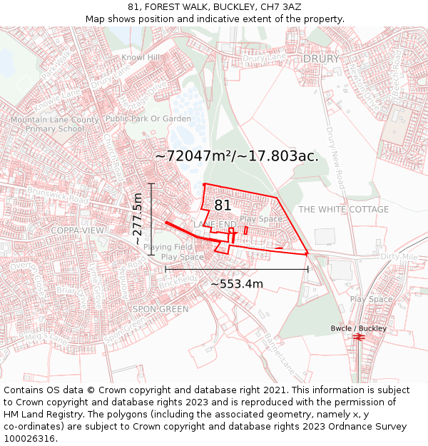 81, FOREST WALK, BUCKLEY, CH7 3AZ: Plot and title map