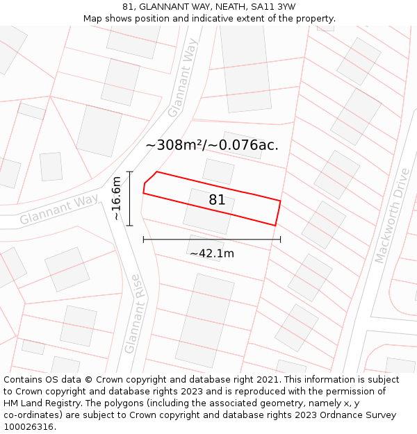 81, GLANNANT WAY, NEATH, SA11 3YW: Plot and title map