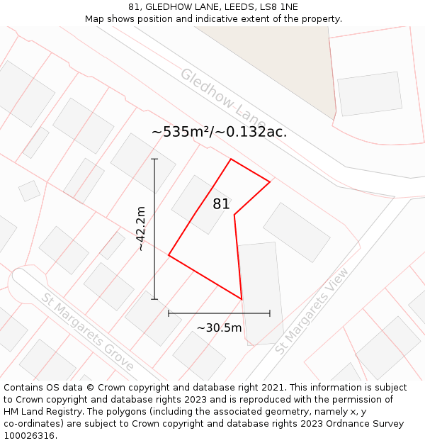 81, GLEDHOW LANE, LEEDS, LS8 1NE: Plot and title map