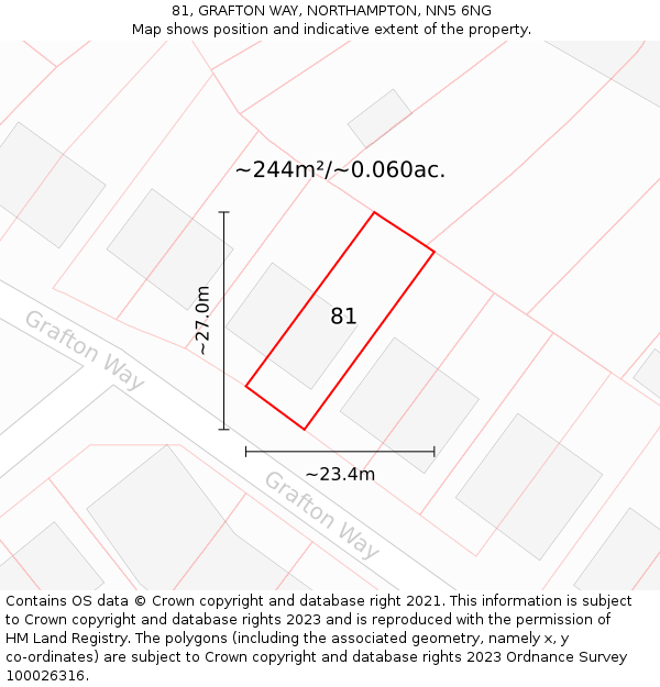 81, GRAFTON WAY, NORTHAMPTON, NN5 6NG: Plot and title map