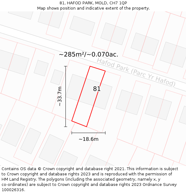 81, HAFOD PARK, MOLD, CH7 1QP: Plot and title map