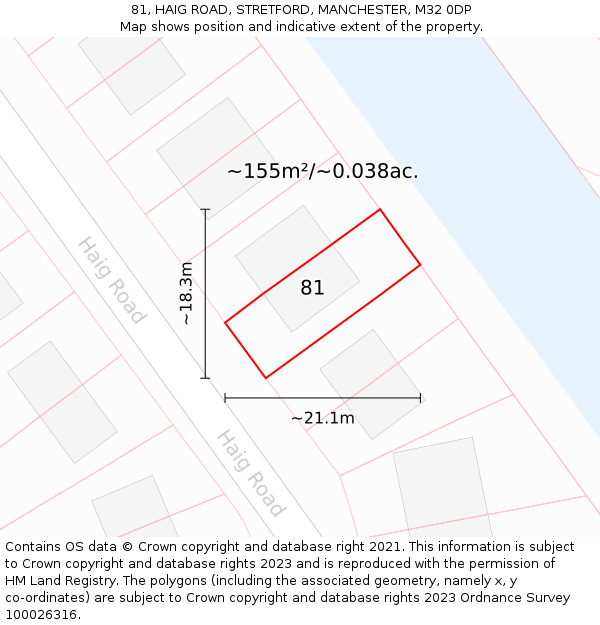 81, HAIG ROAD, STRETFORD, MANCHESTER, M32 0DP: Plot and title map