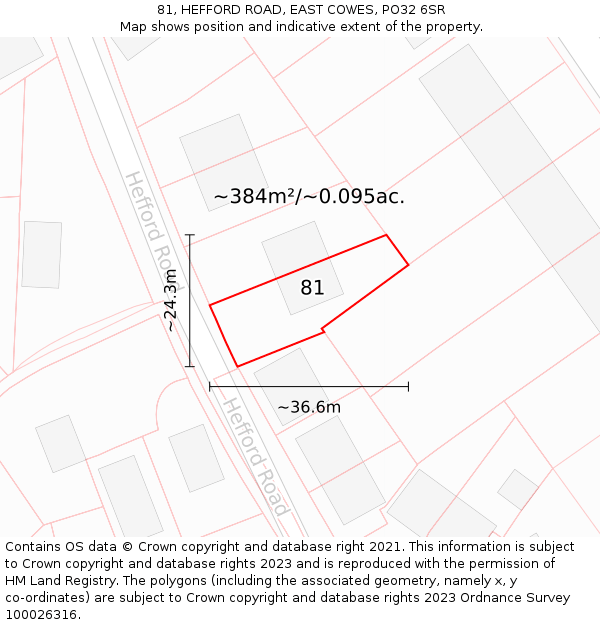 81, HEFFORD ROAD, EAST COWES, PO32 6SR: Plot and title map