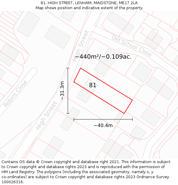 81, HIGH STREET, LENHAM, MAIDSTONE, ME17 2LA: Plot and title map