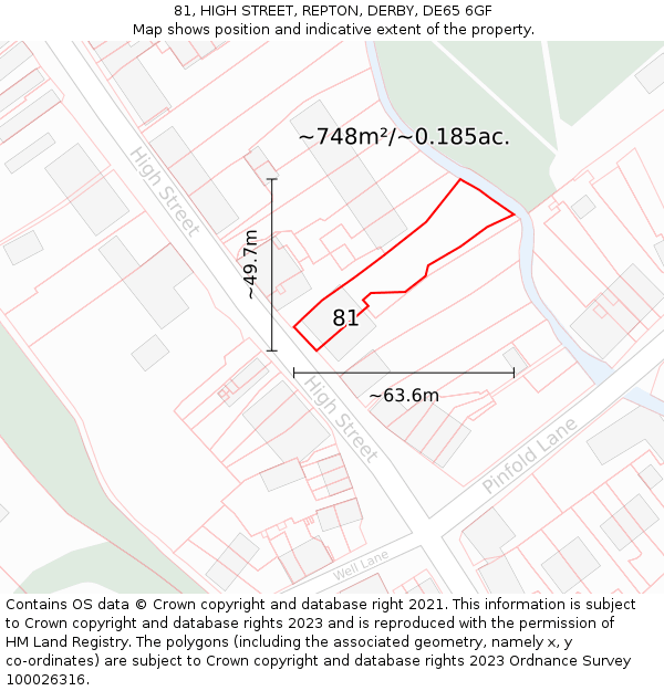 81, HIGH STREET, REPTON, DERBY, DE65 6GF: Plot and title map